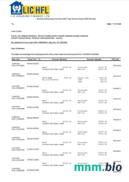 Indie Kotak Mahindra wyciąg bankowy słowo i szablon PDF